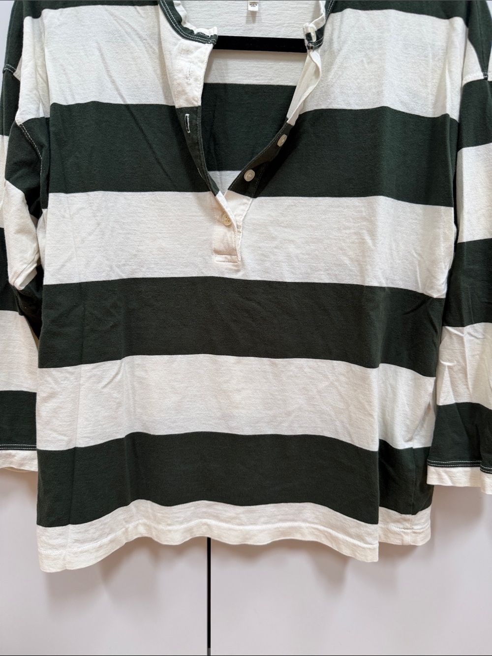 THE GREAT. The Shrunken Henley. -- Dark Cypress Stripe - Size 1/S - Picture 9 of 10